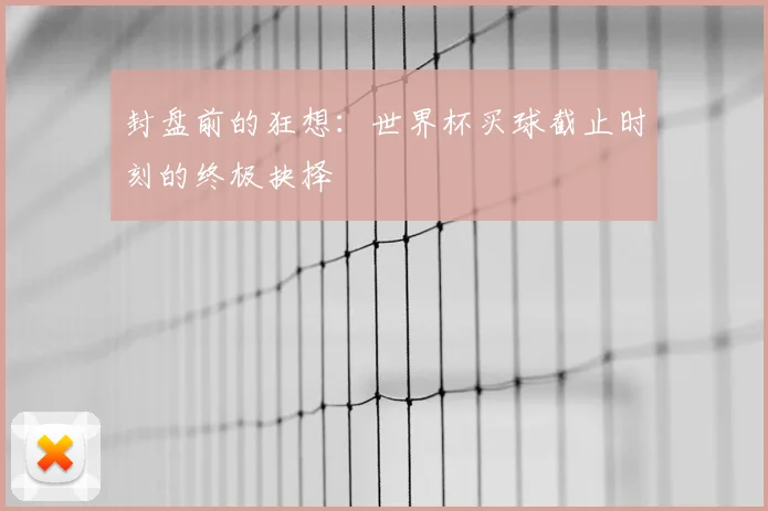 封盘前的狂想:世界杯买球截止时刻的终极抉择